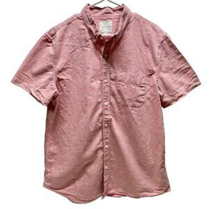 American Eagle Button-Up Shirt Men's XL Red White Stripe AEO Casual Resort EUC